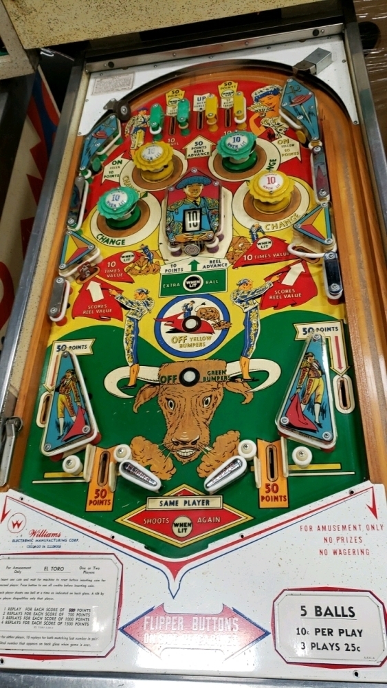EL TORO CLASSIC PINBALL MACHINE WILLIAMS 1963