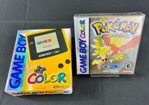 Pokémon Gold Version + Game Boy Color Yellow Handheld Bundle CIB