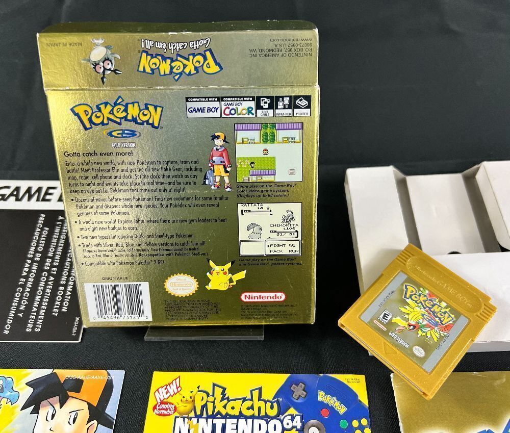 Pokémon Gold Version Game Boy Color Yellow Handheld Bundle CIB