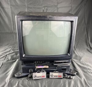 Nintendo Entertainment System Sharp TV with Controllers