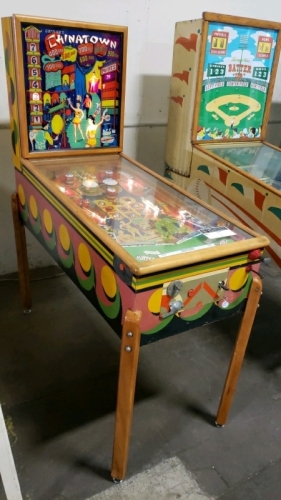 Pinball Machine With Rails CHINATOWN WOOD RAIL PINBALL MACHINE GOTTLIEB 1952