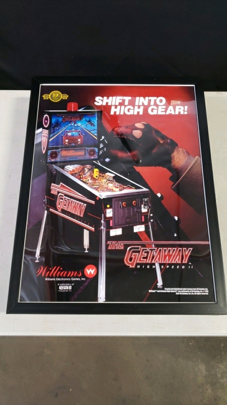 HIGH SPEED THE GETAWAY PINBALL FRAMED 20"x26" POSTER LICENSED REPRINT