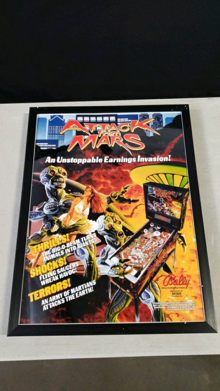 ATTACK FROM MARS PINBALL FRAMED 20"x26" POSTER LICENSED REPRINT