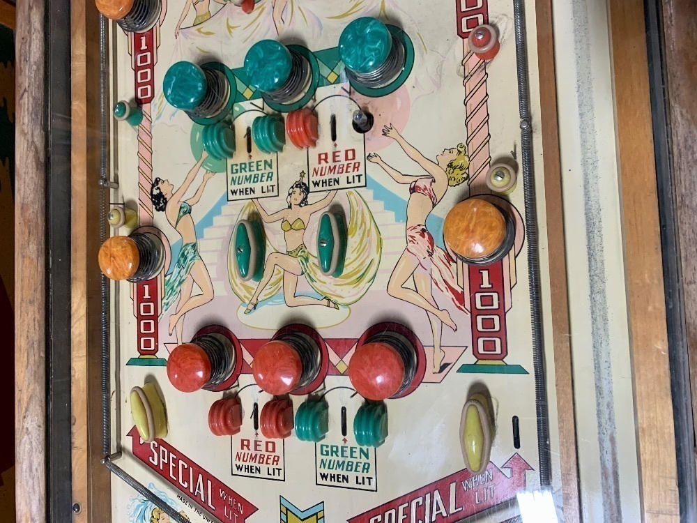 ROXY CHICAGO COIN WOOD RAIL ANTIQUE PINBALL MACHINE 1940