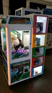 MONKEY BIZZ-NESS TOY EGG PRIZE MACHINE WITH PRIZE LOCKER ATTACHED