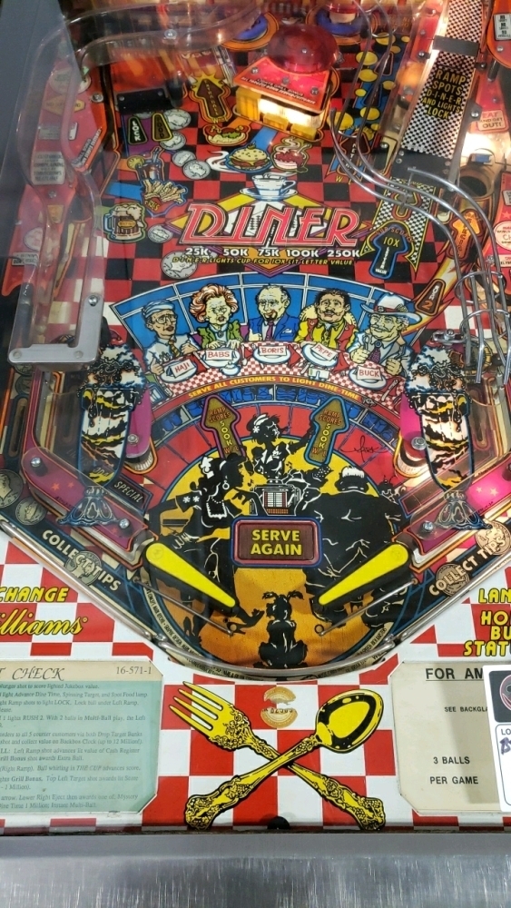 Décor Plastique Original Pour Flipper Williams Diner (1990) - Pièce De Rechange - Réf. 571-5A-SP