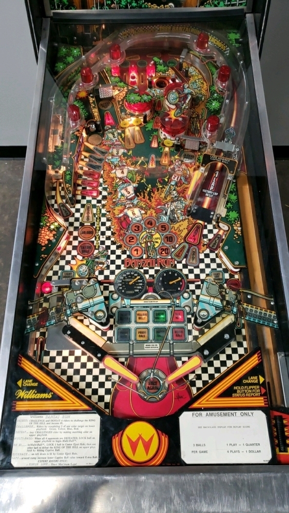 BANZAI RUN PINBALL MACHINE WILLIAMS 1988 WOW! SUPER RARE