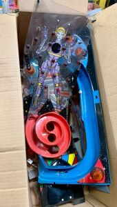 1 BOX LOT- WILLIAMS PINBOT PINBALL PLASTICS & PARTS MISC.