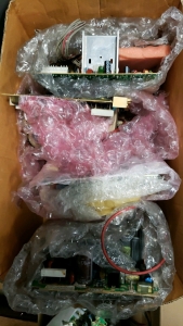 1 BOX LOT- MISC CRT MONITOR BOARDS FROM GOLDEN TEE GOLF CABS