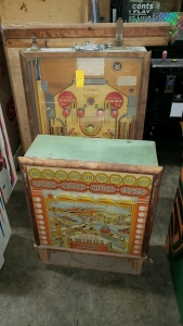 EXHIBIT'S "WINGS" FLIPPERLESS WOODRAIL PINBALL PROJECT GAME 1947