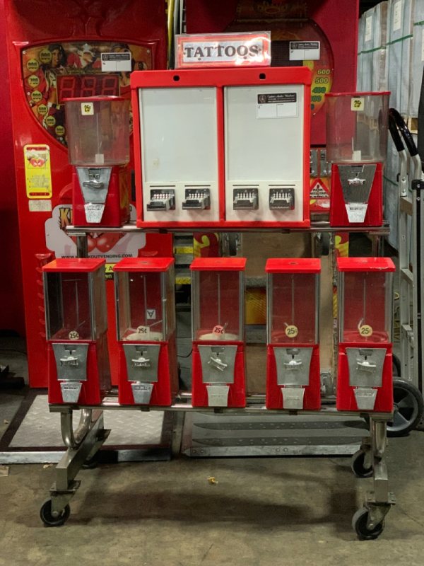 7 HEAD COMBO CAPSULE CANDY STICKER VENDING RACK