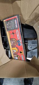 BOX LOT- ARCADE GAME HOPPERS, PARTS, DONKEY KONG C.P.. MISC