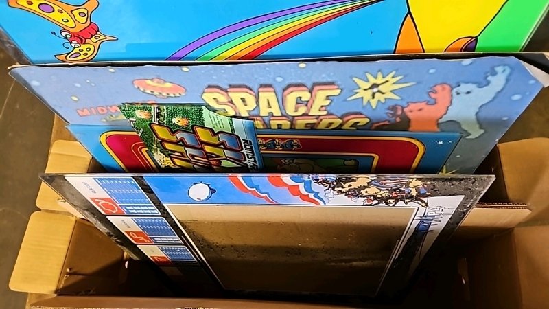 1 BOX LOT- ARCADE GAME MARQUEES MISC.