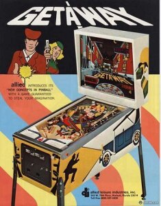 GETAWAY ALLIED LEISURE PINBALL NEW IN BOX OLD STOCK 1977