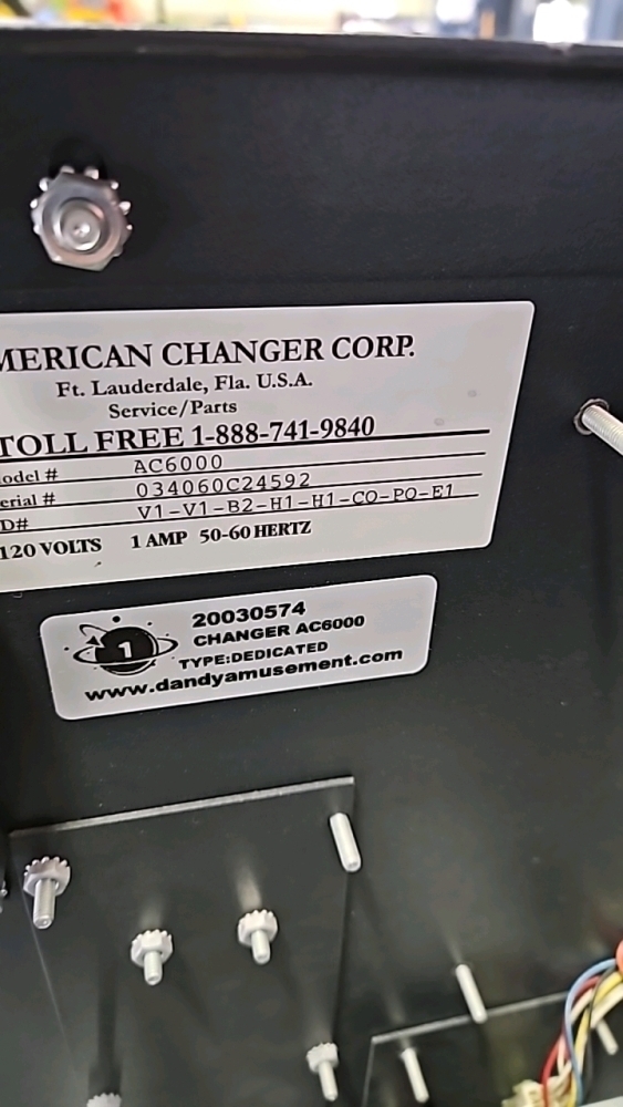AC6000 DOLLAR TOKEN COIN CHANGER MACHINE AMERICAN CORP MARS BILL ACCEPTOR