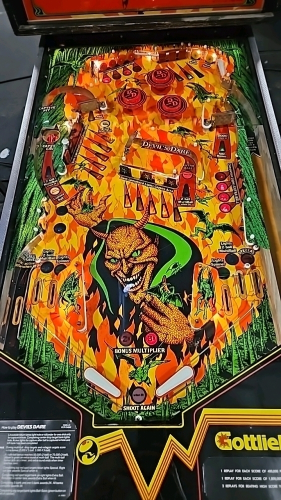 DEVIL'S DARE PINBALL MACHINE SYSTEM 80A GOTTLIEB 1982