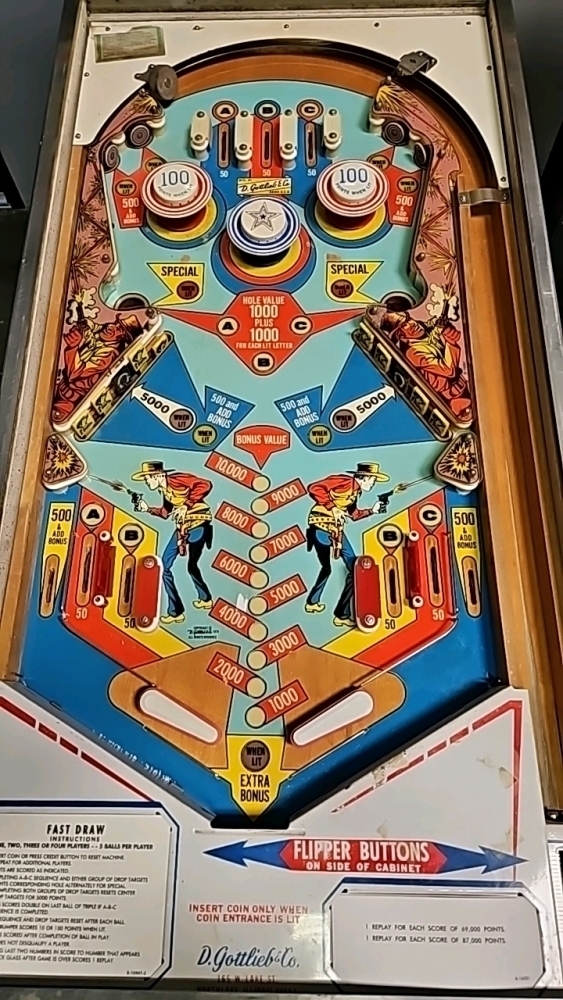 FAST DRAW 4 PLAYER EM PINBALL MACHINE GOTTLIEB PROJECT
