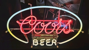 ANTIQUE COORS BEER NEON GLASS TUBE LIGHTED WINDOW SIGN