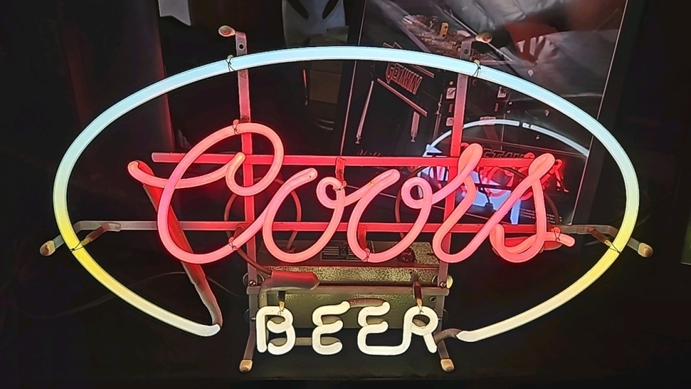 ANTIQUE COORS BEER NEON GLASS TUBE LIGHTED WINDOW SIGN