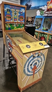 1959 BALLY BATTING PRACTICE PITCH & BAT COIN OP ANTIQUE ARCADE