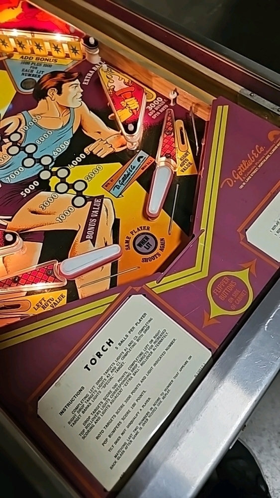 TORCH CLASSIC PINBALL MACHINE GOTTLIEB 1980 SYSTEM 1 LOGIC