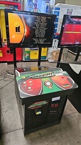 POWER PUTT GOLF PEDESTAL ARCADE GAME W/ MONITOR #1