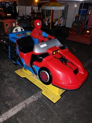 KIDDIE RIDE SPIDERMAN SUPER HERO SPIDEY CAR