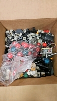 1 BOX LOT- MISC ARCADE GAME BUTTONS & JOYSTICKS