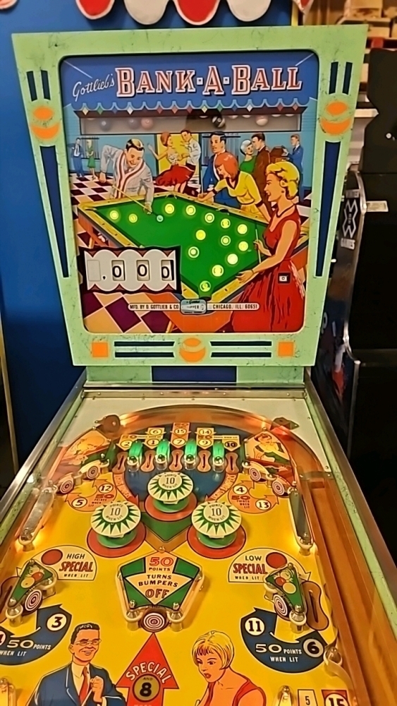 Pinball Coin Bank BANK-A-BALL WEDGE HEAD PINBALL MACHINE GOTTLIEB 1965