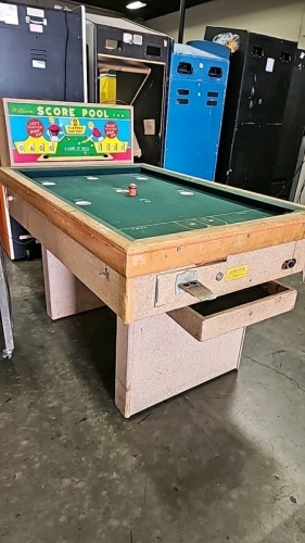 SCORE POOL WILLIAMS CLASSIC SLATE TOP ARCADE POOL TABLE GAME ANTIQUE E.M.
