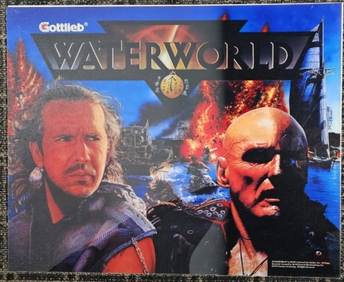 WATERWORLD GOTTLIEB PINBALL BACK GLASS TRANSLITE N.O.S.