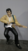 ELVIS PRESLEY STATUE WITH GUITAR AND BAR STOOL LIFE SIZE