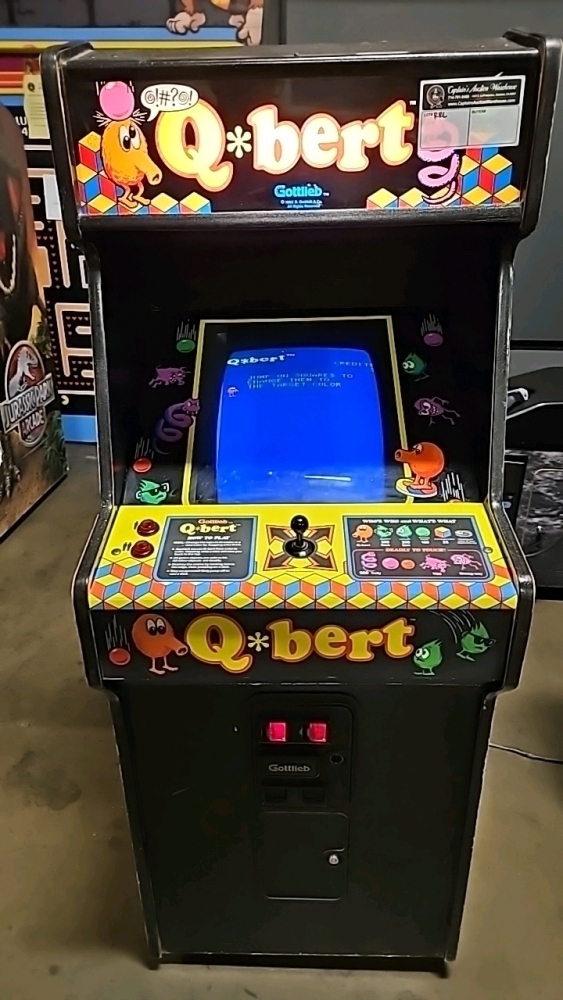 Q*BERT UPRIGHT CLASSIC GOTTLIEB ARCADE GAME CABINET W/ JROC FPGA PCB