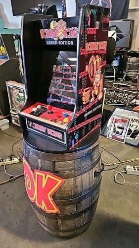 CUSTOM DONKEY KONG BARREL W/ COUNTER TOP DONKEY KONG ARCADE