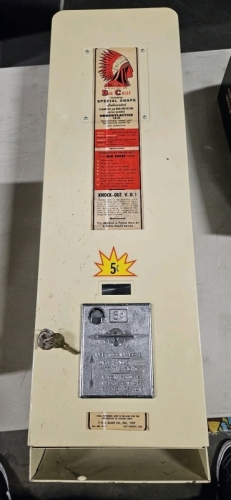 BIG CHIEF WALL MOUNT ANTIQUE CONDOM VENDING MACHINE