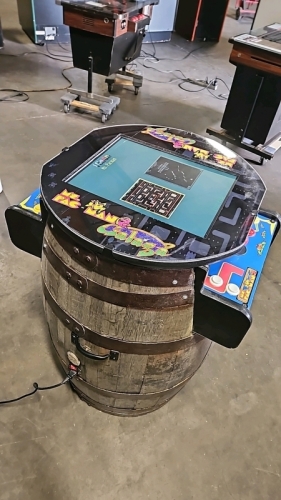 CUSTOM BARREL ARCADE GALAGA MS. PACMAN COCKTAIL TABLE L@@K!!!