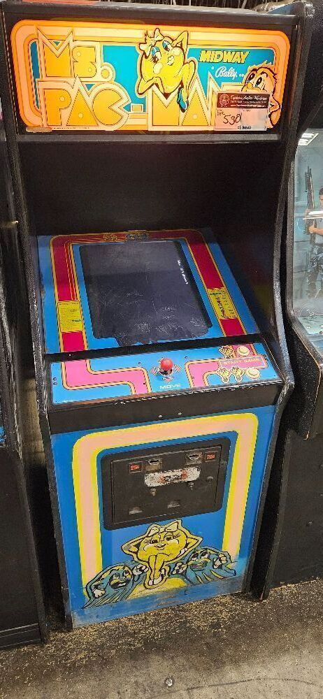 MS PAC-MAN UPRIGHT ARCADE GAME LCD MONITOR W/ O.G. PCB