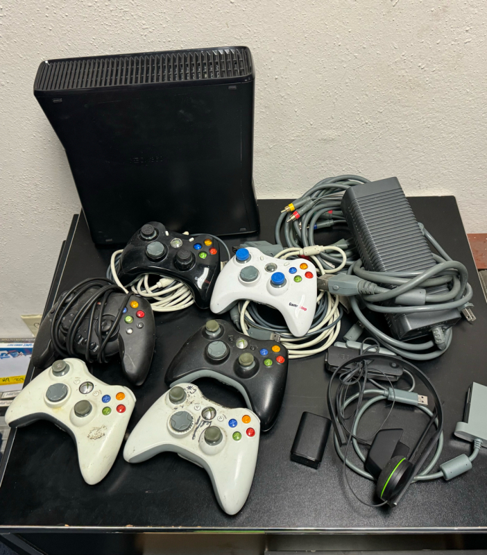 XBOX 360 SERIES S CONSOLE, CONTROLLERS, XBOX 360 POWER CABLES & MORE