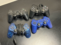 PLAYSTATION 2 & 3 WIRED & WIRELESS CONTROLLERS LOT OF 4
