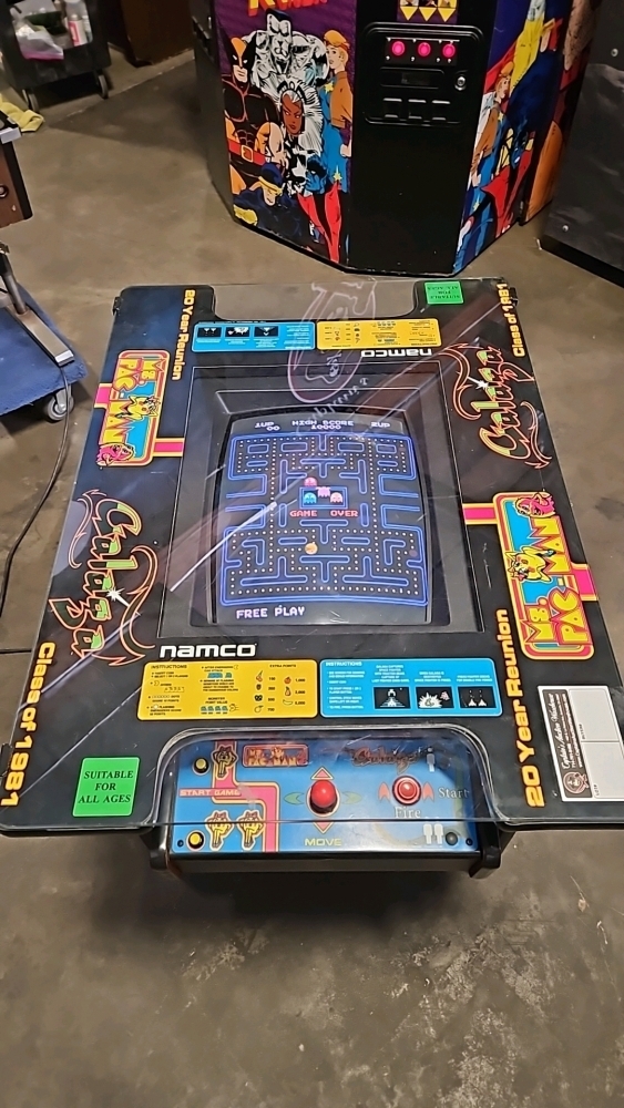 CLASS OF 81 GALAGA MS. PAC-MAN COCKTAIL TABLE ARCADE GAME NAMCO