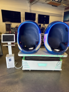 VR DUAL EGG POD CHAIR MULTI WORLD VR SIMULATOR