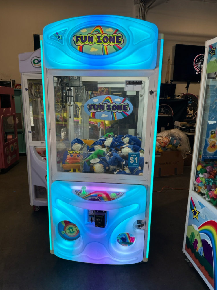 30 FUN ZONE COLOR LED PLUSH CRANE MACHINE COAST TO COAST