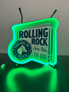 ROLLING ROCK PREMIUM BEER 1995 MINI-STEEPLECHASE NEON SIGN