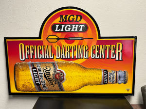 MGD LIGHT MILLER GENUINE DRAFT OFFICIAL DARTING CENTER TIN SIGN