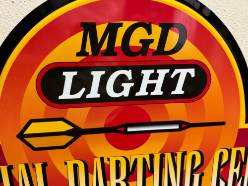 MGD LIGHT MILLER GENUINE DRAFT OFFICIAL DARTING CENTER TIN SIGN