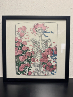 FRAMED RETRO GRATEFUL DEAD FLORAL SKELETON GDM INC. SHIRT