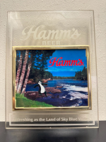 HAMM'S BEER ACRYLIC PLASTIC BEAR IN WATER GRAPHIC DESIGN WALL HANGING SIGN