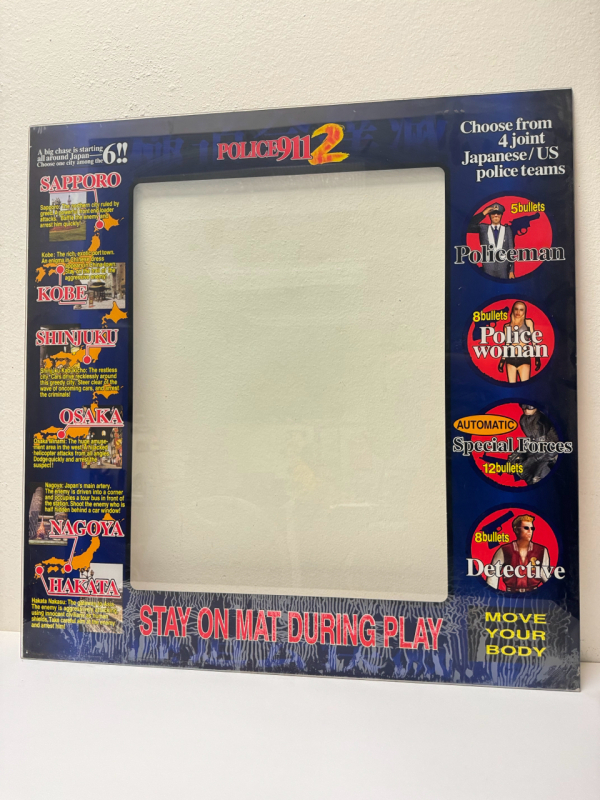 POLICE 911 2 ARCADE CABINET GLASS MONITOR BEZEL ART