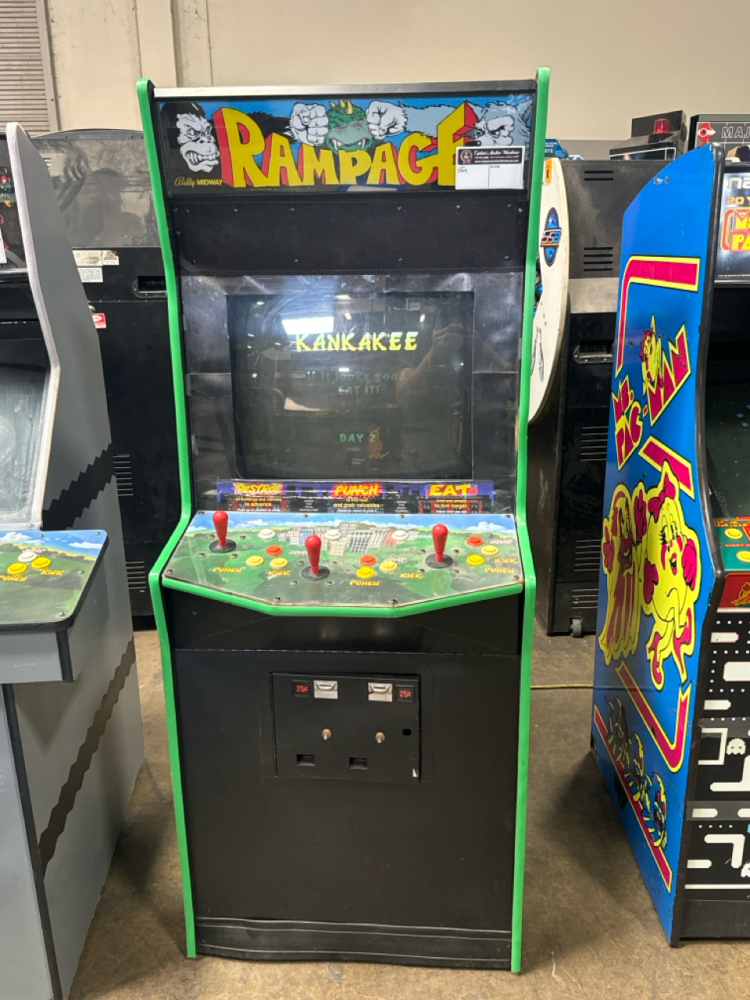 RAMPAGE CLASSIC BALLY MIDWAY 3 PLAYER ARCADE GAME