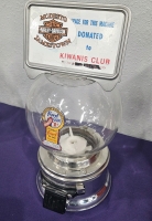 FORD GLOBE 1c GUMBALL MACHINE VINTAGE GLASS W/ HARLEY DAVIDSON AD SIGN - 2